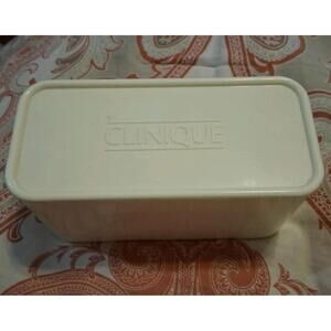 Vintage Clinique Plastic Cosmetic Storage Container Makeup Box & Lid Make Up
